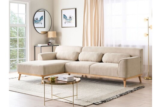 Bree Hjørnesofa 3 seter Beige/Lyst tre