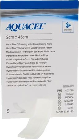 Aquacel hydrofiber sårfyller bandasje 2 x 45 cm 5 stk Aquacel hydrofiber sårfyller bandasje 2 x 45 cm 5 stk