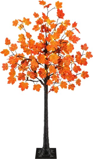 vidaXL LED-lønnetre Brun 120 cm Plast 48 LED-lys