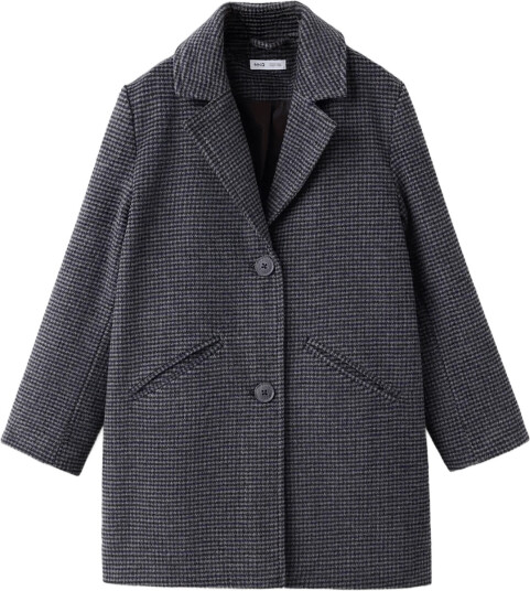 Mango Long Houndstooth Coat Brown 152