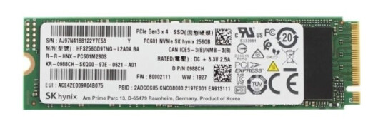 Ssd M.2 Pcie Nvme Fru Ssd 256Gb Rohs Sk Hynix M.2 Pc601 Ssd M.2 Pcie Nvme Fru Ssd 256Gb Rohs Sk Hynix M.2 Pc601