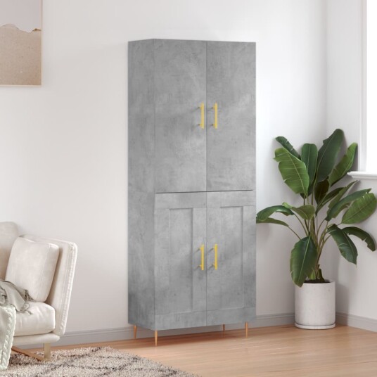 vidaXL Highboard betong grå 69,5x34x180 cm konstruert tre 8720845410322