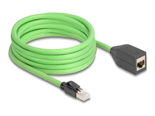 Delock Rj45 Nettverksforlengelseskabel Cat.6A Plugg Til Stikkontakt Sf/Utp Egnet For Dragkjeder Pur Tpu 5 M Grønn