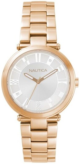 Nautica Dameklokke NAPFLS006 Flagstaff Sølvfarget/Rose gulltonet