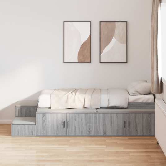 Lagringsseng Ramme Grå Sonoma 75x190 cm