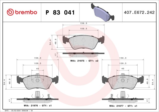 Bremseklosser BREMBO P 83 041