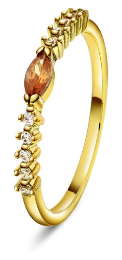 Pan Jewelry Ring i 925 sølv med champagnefarget og hvite zirkonia størrelse L