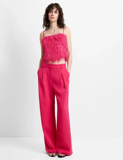 French Connection Tiana Crepe Wide Leg Pleated   Pink   42