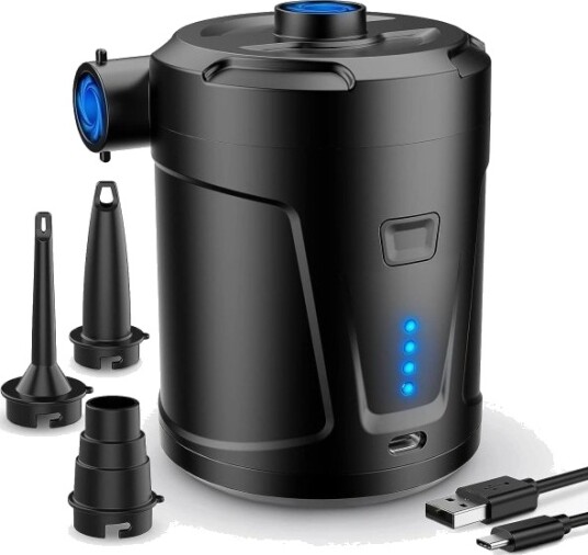 Elektrisk luft pumpe 5200mAh oppladbart batteri mini elektrisk luft pumpe med 4 luft dyser rask inflator for oppblåsbar båt/luftmadrass