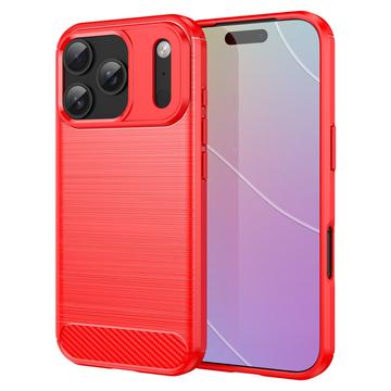 iPhone 17 Pro børstet TPU deksel karbonfiber rød