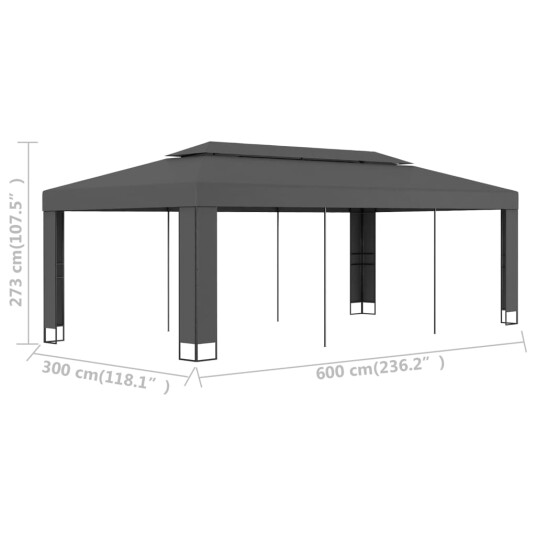 vidaXL Paviljong med dobbelt tak 3x6 m antrasitt vidaXL Paviljong med dobbelt tak 3x6 m antrasitt