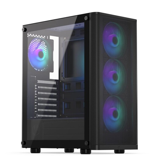 Endorfy Ventum 200 ARGB Midi Tower Kabinett sort med Herdet Glass