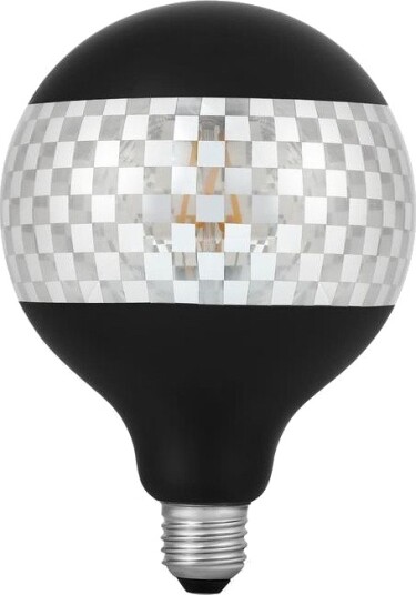 Spl E27 4W dimbar LED globepære G125 Laser Blox 120lm 2500K sort/sølv Dimbar : Dimbar Kulør : Ekstra varm Spl E27 4W dimbar LED globepære G125 Laser Blox 120lm 2500K sort/sølv Dimbar : Dimbar Kulør : Ekstra varm