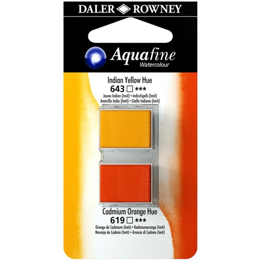 Aquafine Aquarelle Half pan Duo Indian Yellow Hue/Cad Orange Hue