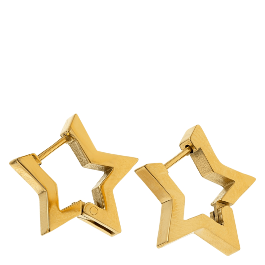 Timi Of Sweden Vilda Star Hoop Earrings Stainless Steel Gold Timi Of Sweden Vilda Star Hoop Earrings Stainless Steel Gold