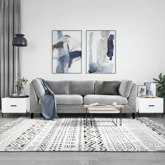  Salongbord 2 stk høyglans hvit 50x50x40 cm konstruert tre 8720845428785