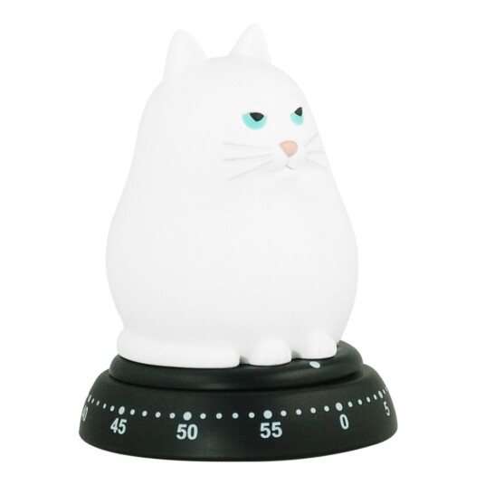 BENGT EK  Mekanisk timer Katt hvit