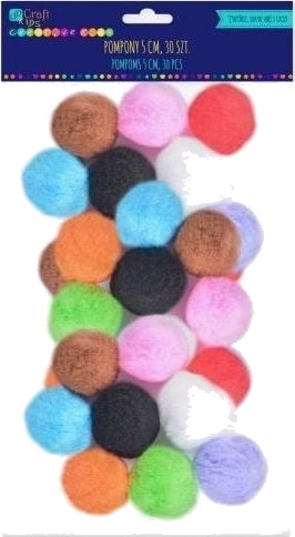 Dp Craft Pomponger I Polyester 5 Cm Mix 30 Stk. Dalprint