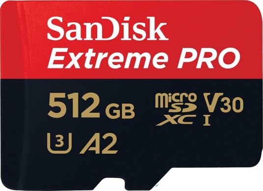 SanDisk Extreme Pro - Flashminnekort (microSDXC til SD-adapter inkludert) - 512 GB - A2 / Video Class V30 / UHS-I U3 / Class10 - microSDXC UHS-I