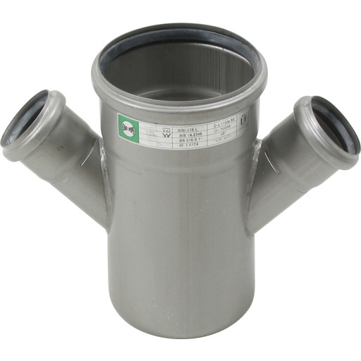 Blücher Dobbel Grenrør 45 Grader Ø110 50mm