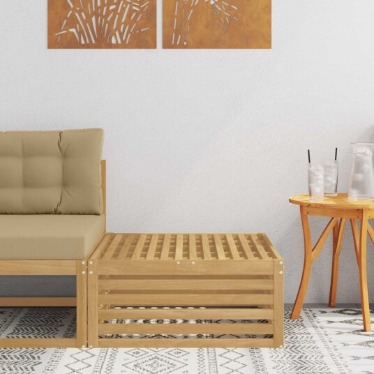 vidaXL Ute fotstøtte Solid akasietre Hvit 79 x 79 x 37 cm