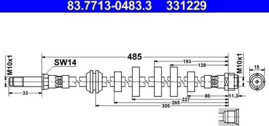 ATE 83.7713 0483.3 Bremseslange