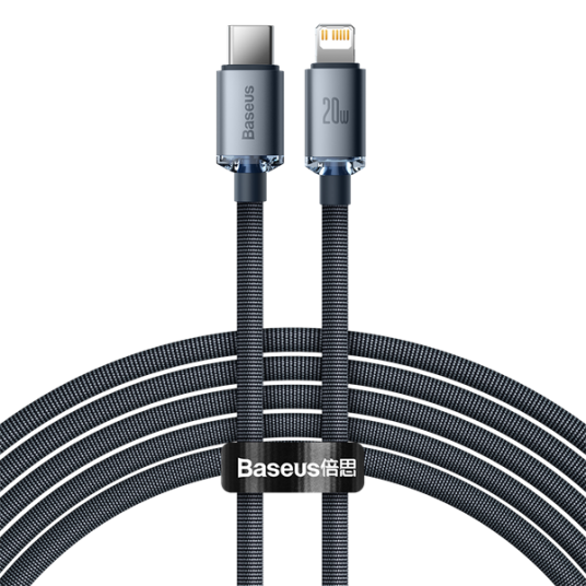 Baseus Crystal Shine 20W USB-C til Lightning-kabel 2m - Svart Baseus Crystal Shine 20W USB-C til Lightning-kabel 2m - Svart