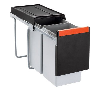 Franke Cube 30 kildesorteringssystem, 2x15l, grå Franke Cube 30 kildesorteringssystem, 2x15l, grå