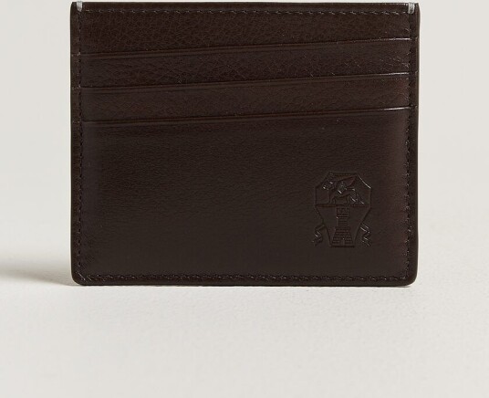 Brunello Cucinelli Grain Leather Card Holder Dark Brown