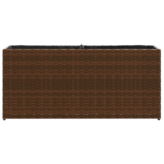 Plantekasse med 2 potter brun 90x20x40 cm polyrotting