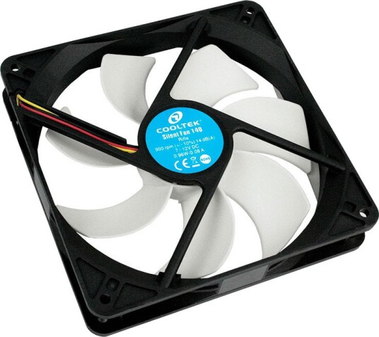 Cooltek PC-vifte 140x140x25mm 900 RPM 14dB Hvit