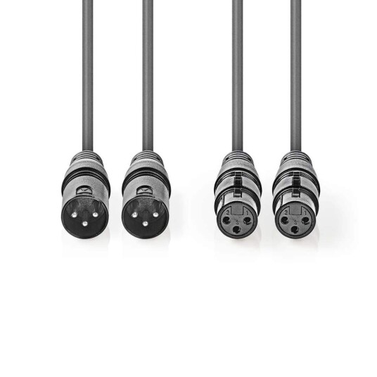 Nedis Balansert Lydkabel 1.5 m XLR 3-Pin Nikkel Belagt Mørk Grå