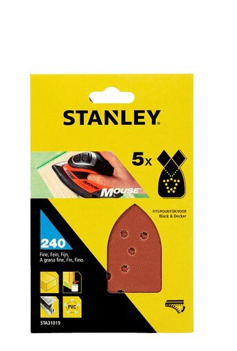 Stanley Slipepapir 240k til Mouse - 5 ark for tre, metall og PVC