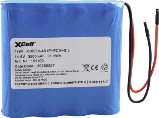 Xcell Spesialbatteri Celletall: 4 Batteristørrelse: 18650 Litium 14,8 V 3500 151100 Xcell Spesialbatteri Celletall: 4 Batteristørrelse: 18650 Litium 14,8 V 3500 151100