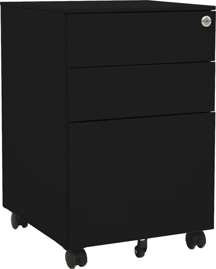 Mobilt arkivskap svart 39x45x60 cm stål