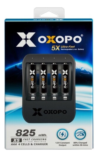 OXOPO Li-Ion 4xAAA 550mAh Batteri med USB-lader
