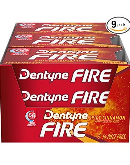 9 stk Dentyne Fire Spicy Cinnamon   Hel Eske Sukkerfri Tyggegummi USA Import