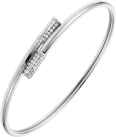 By Jolima Twist Bangle Crystal   Silver   ONE SIZE 6 cm
