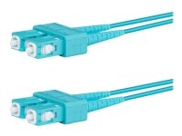 Lanview - Patchkabel - SC/UPC multimodus (hann) til SC/UPC multimodus (hann) - 10 m. - 2 mm - fiberoptikk - dupleks - 50 / 125 my - OM3 - halogenfri - akvamarin
