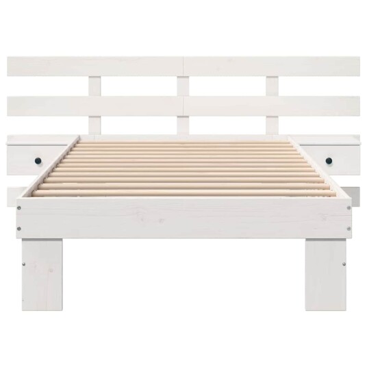  Sengestamme med hodegjerde Hvit 100 x 200 cm Heltre furu