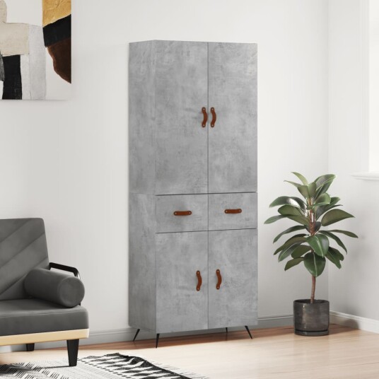vidaXL Highboard betong grå 69,5x34x180 cm konstruert tre 8720845475475