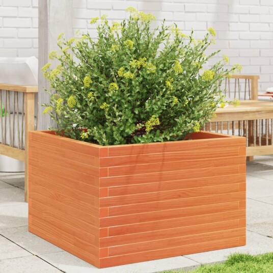 Plantekasse voksbrun 70x70x46 cm heltre furu