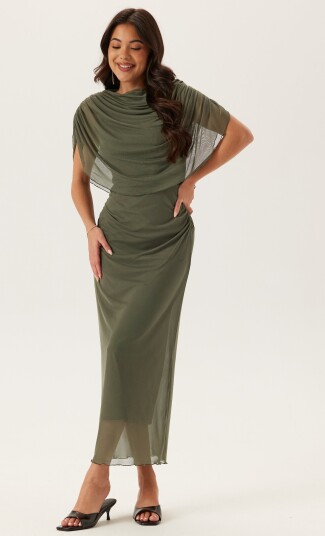 Bubbleroom Occasion Cape Mesh Ankle Dress