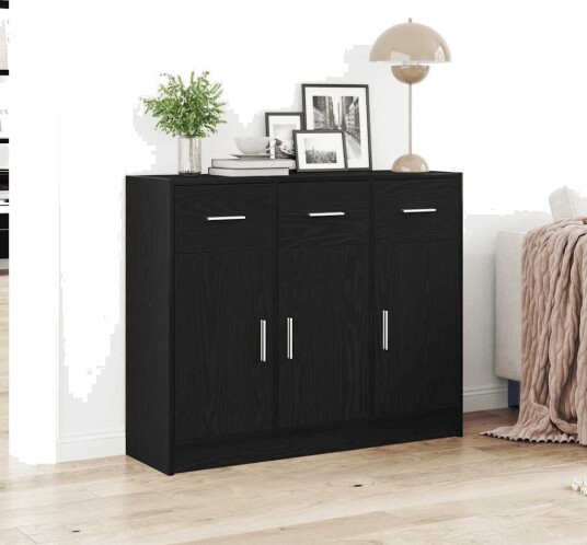 vidaXL Skjenk svart eik 91x28x75 cm konstruert tre