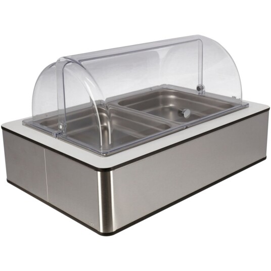 VEGA Buffetsystem komplett Fundale hvit 6,5 cm rustfritt stål 2 x GN 1/2; Størrelse GN 1/1, 63x42.5x27.4 cm (LxBxH); Hvit/Transparent/Stålgrå; Rektangulær