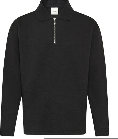 Calvin Klein Ls Crinkle Crepe Spacer Qtr Zip Black XS