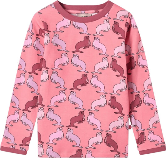 Småfolk Elstar Long Sleeved Top With Sea Lions Pink 98 104