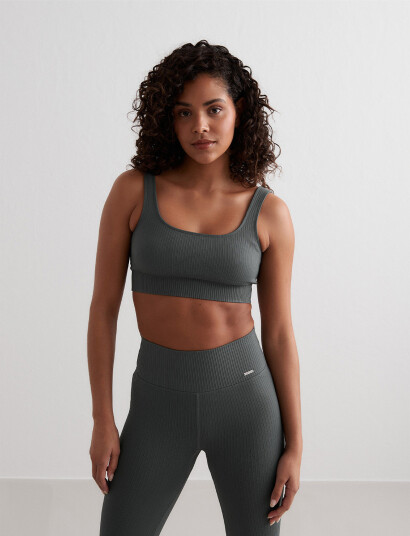 aim´n Ribbed Seamless Bra - Green - L