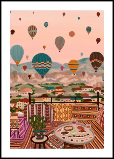 Balloons Over Rooftop Dinner Plakat / 70x100 Balloons Over Rooftop Dinner Plakat / 70x100