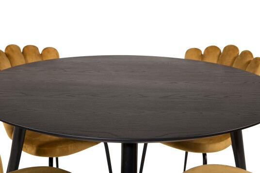 Venture Home Dipp Spisegruppe 115 cm Rund med 4 Limhamn Stoler Sort/Guld